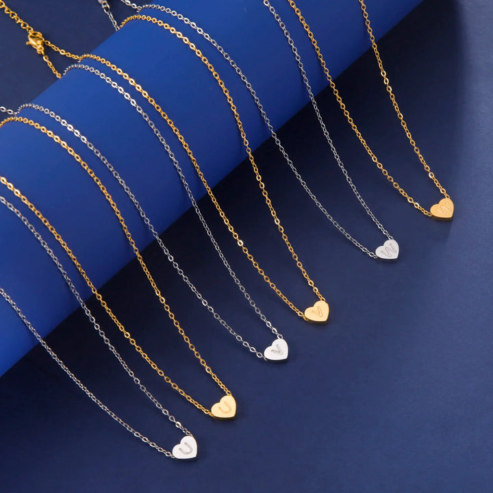 Romantic Heart Initial Choker Necklace