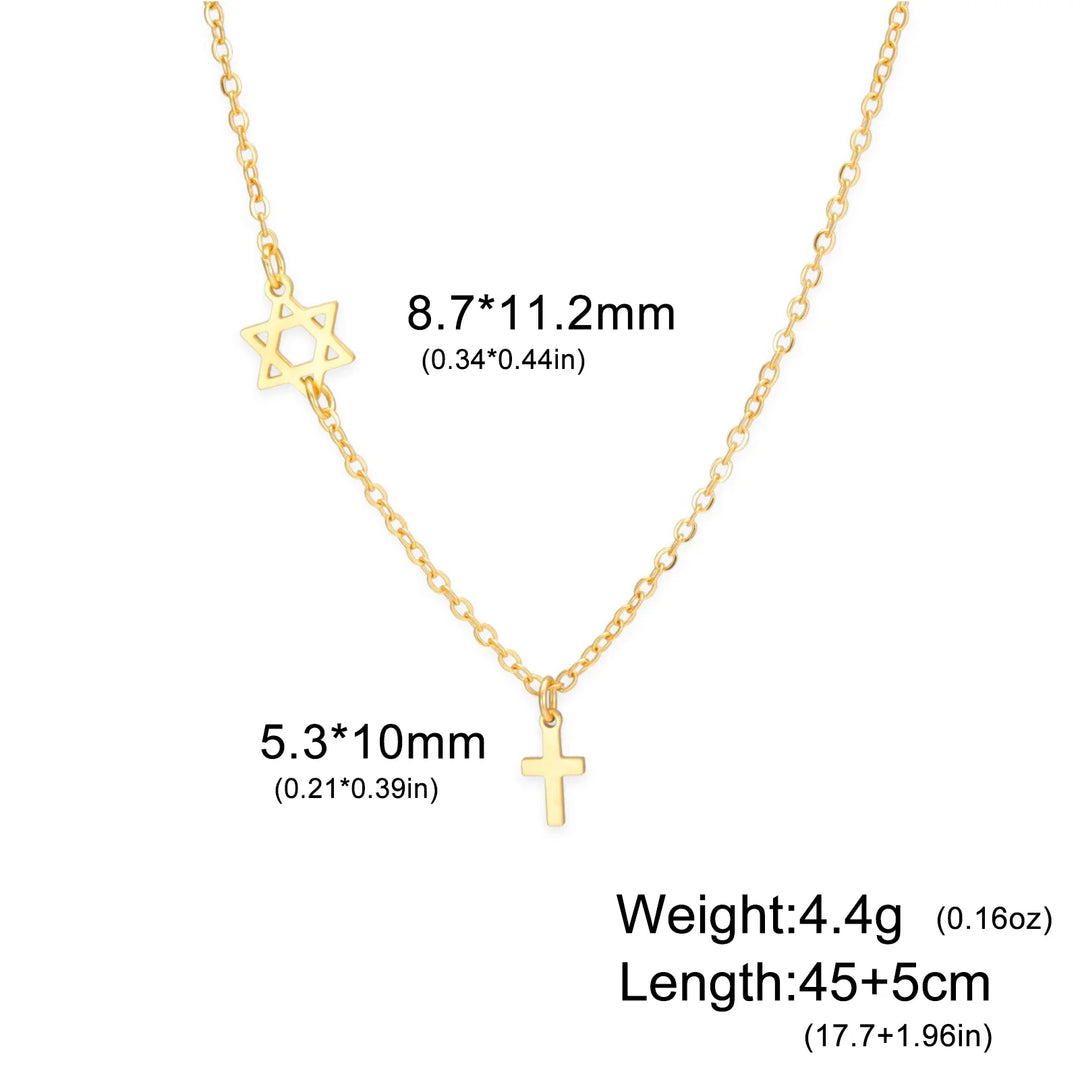 Sacred Star and Cross Pendant Necklace