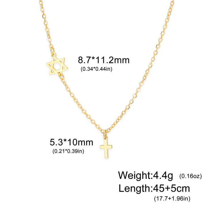 Sacred Star and Cross Pendant Necklace