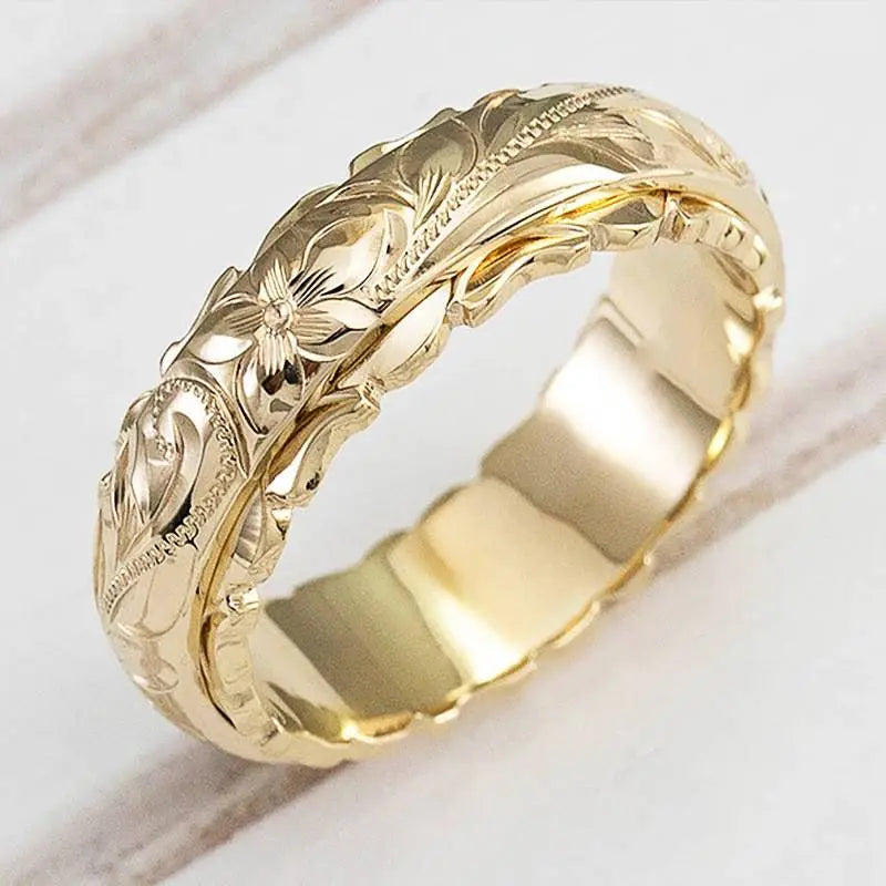 Antique Inspired Gold Flower Ring