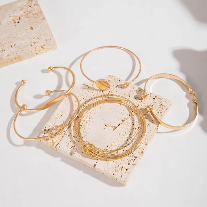 Sophisticated Knotted Elegance Gold Bracelet Set