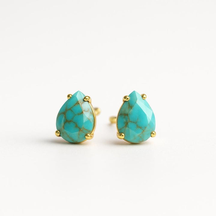 Tears of the Mediterranean – Turquoise Stone Stud Earrings