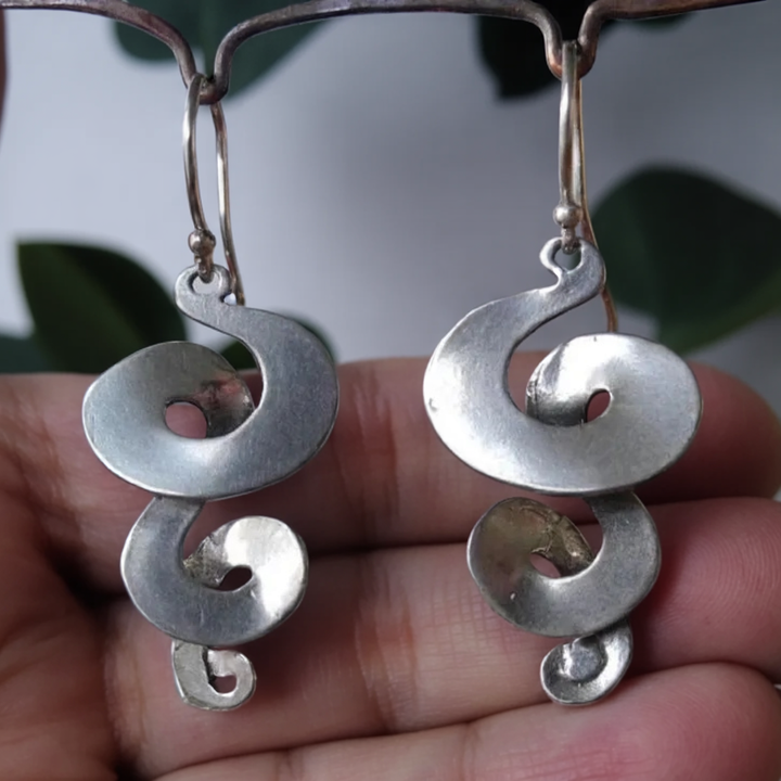 Silver Vintage Spiral Earrings 