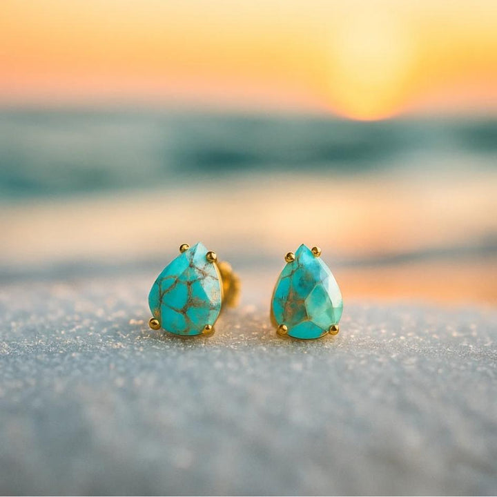 Mediterranean Tears – Stud Earrings with Turquoise Stone