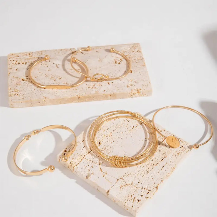 Sophisticated Knotted Elegance Gold Bracelet Set