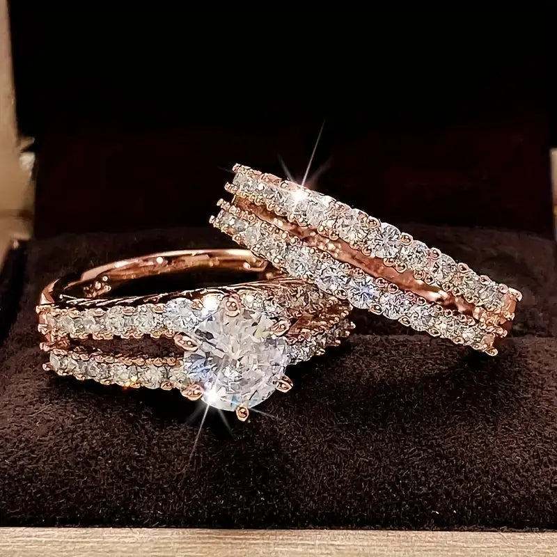 Elegant Eternal Radiance Gold Ring Set