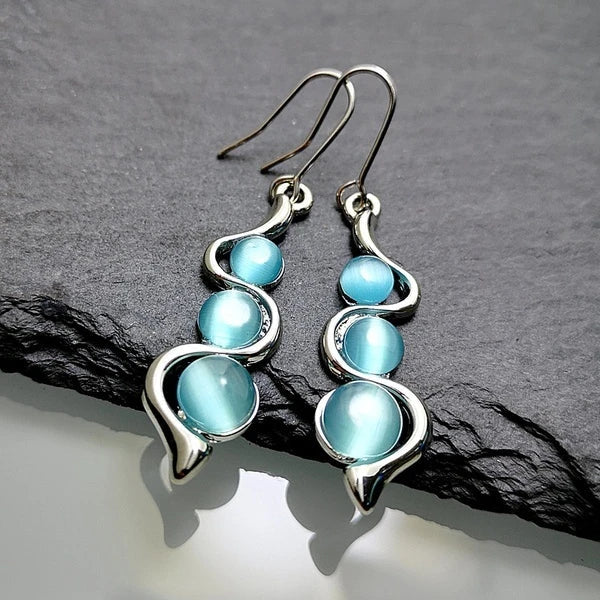 Blue Crystal Dangling Earrings 