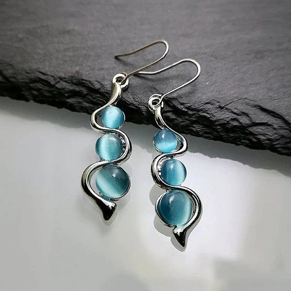 Blue Crystal Dangling Earrings 