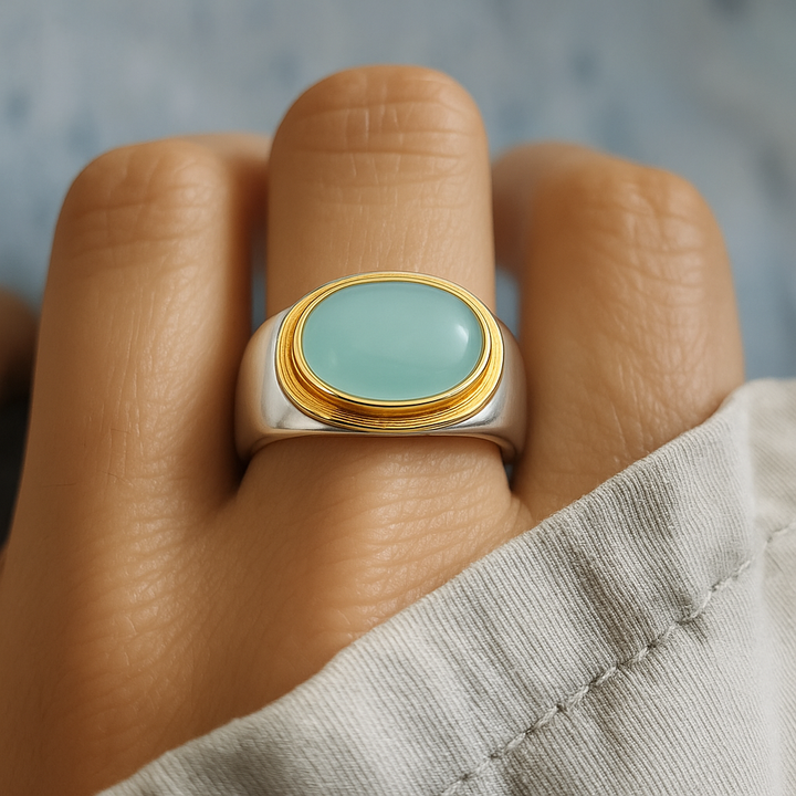 Vintage Green Moonstone Ring 