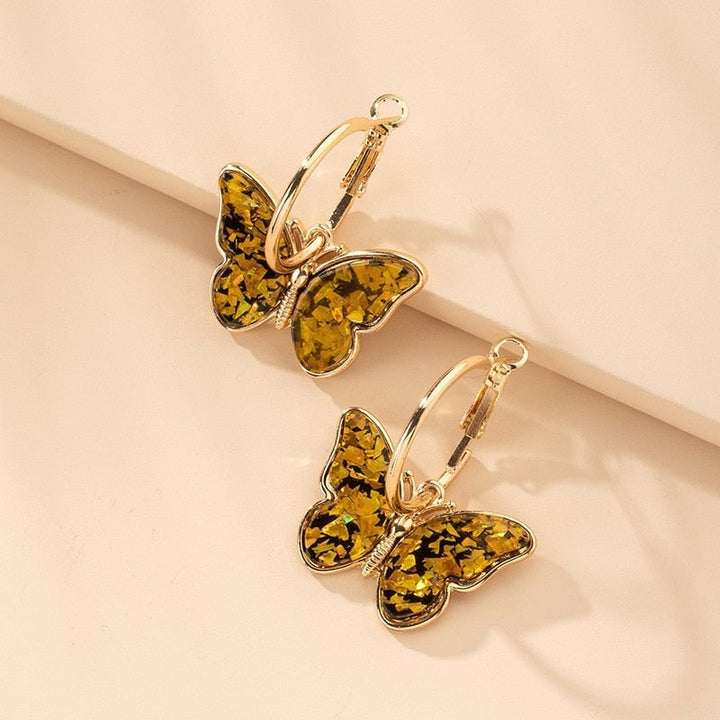 Enamel Crystal Butterfly Earrings 