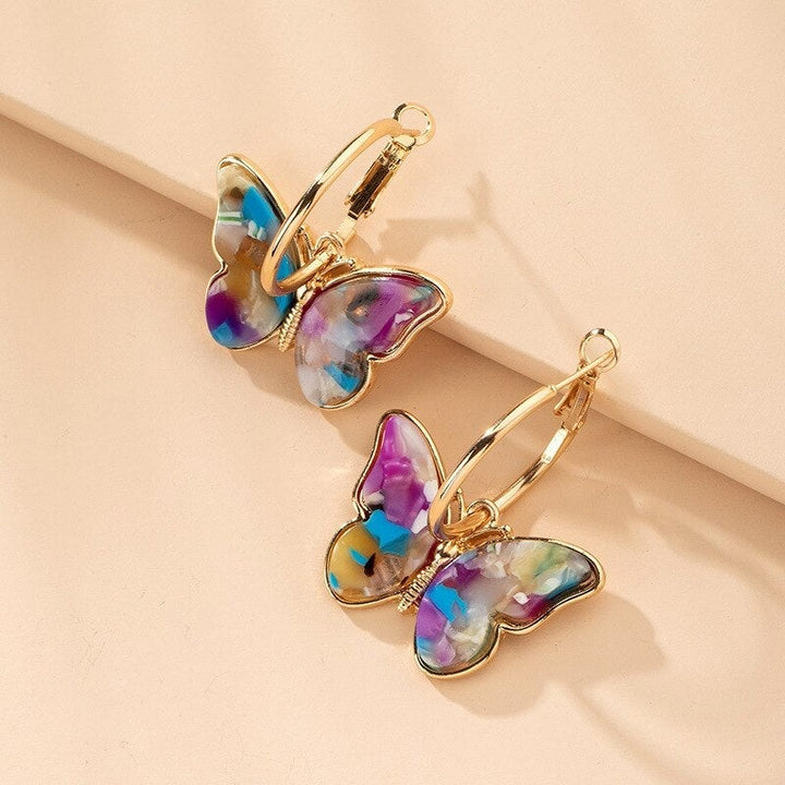 Enamel Crystal Butterfly Earrings 
