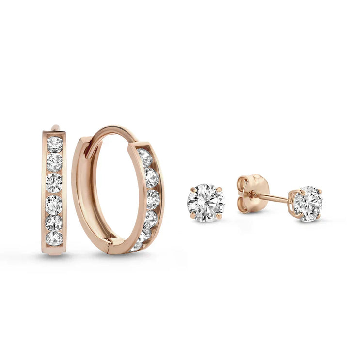Elegant Dara Brillane Gold Stone Earrings Set