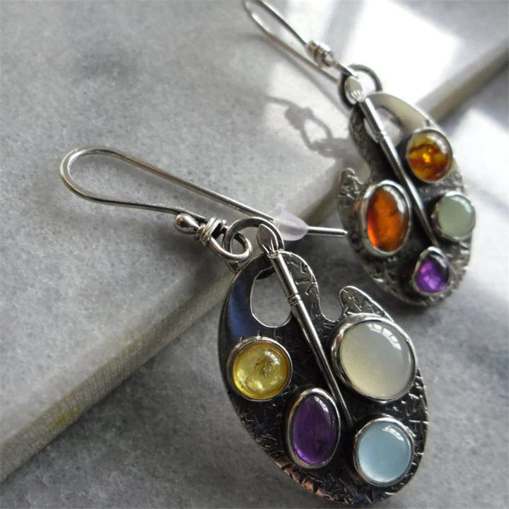 Multicolored Stone Vintage Earrings 