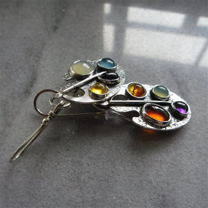 Multicolored Stone Vintage Earrings 