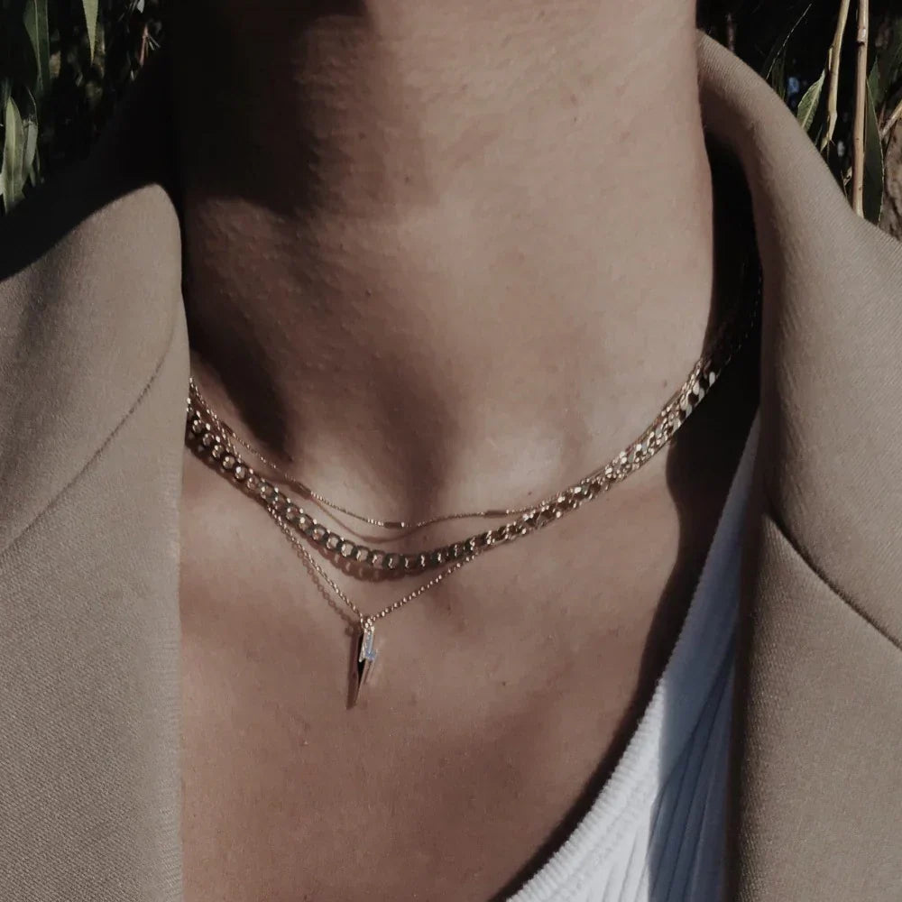 Vintage Flat Link Gold Curb Chain Necklace