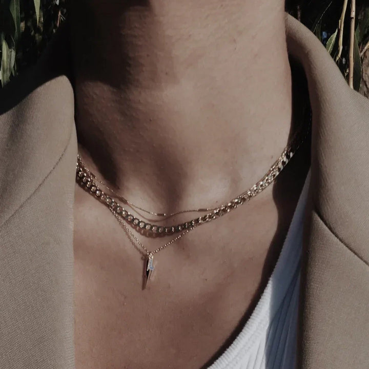 Vintage Flat Link Gold Curb Chain Necklace