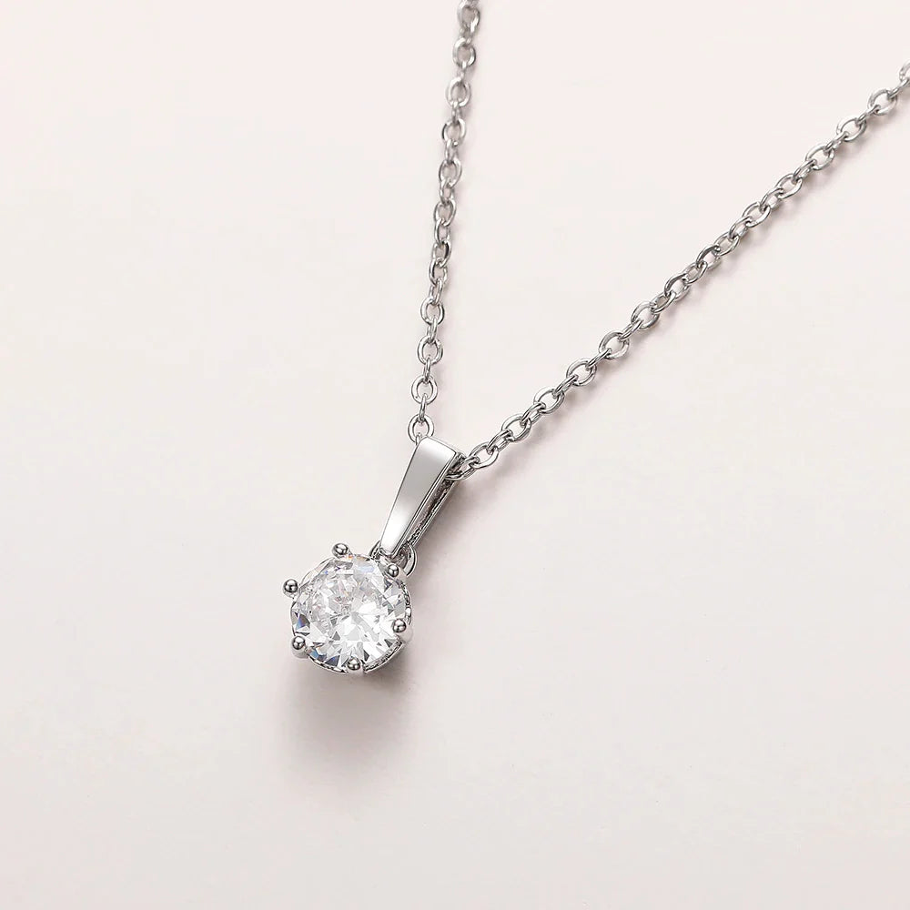 Classic Zirconia Pendant Necklace 