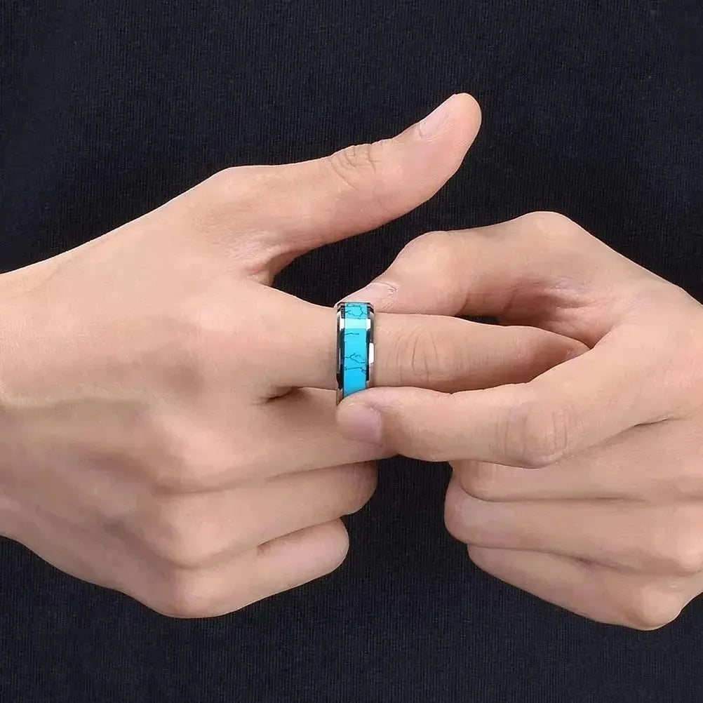 Sophisticated Stainless Steel Turquoise Ring