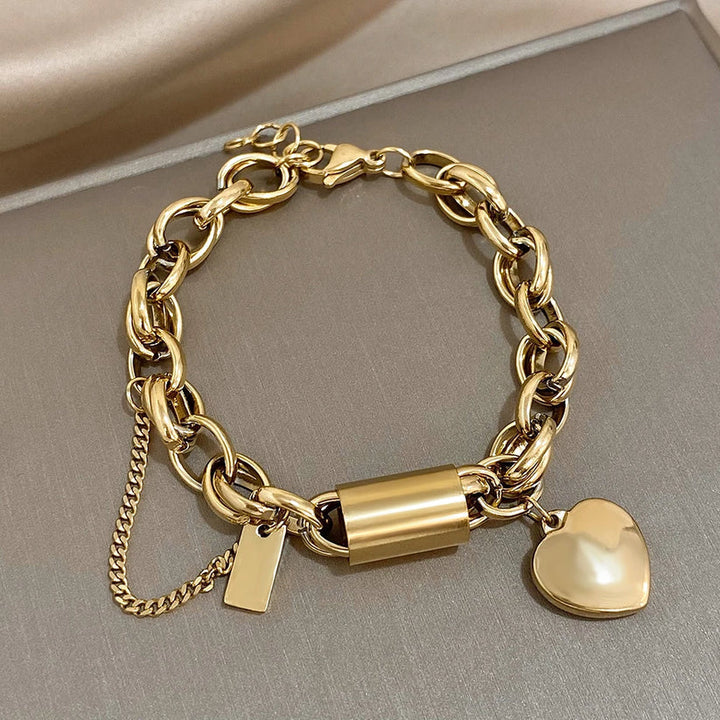 Timeless White Gold Heartened Chunky Bracelet
