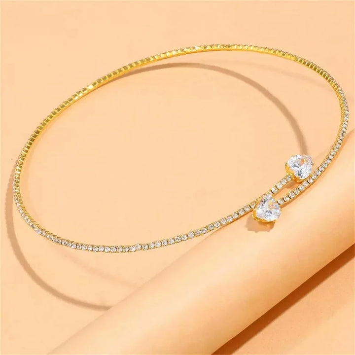 Crystal Heart Choker Necklace 