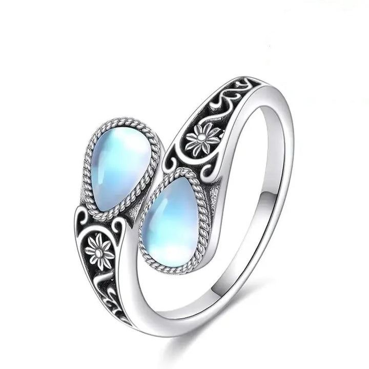 Elegant Moonstone Flower Ring 