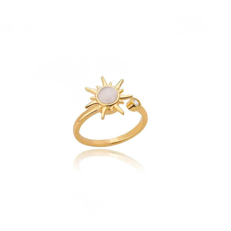Vintage Stainless Steel Rotating Sun Opal Ring