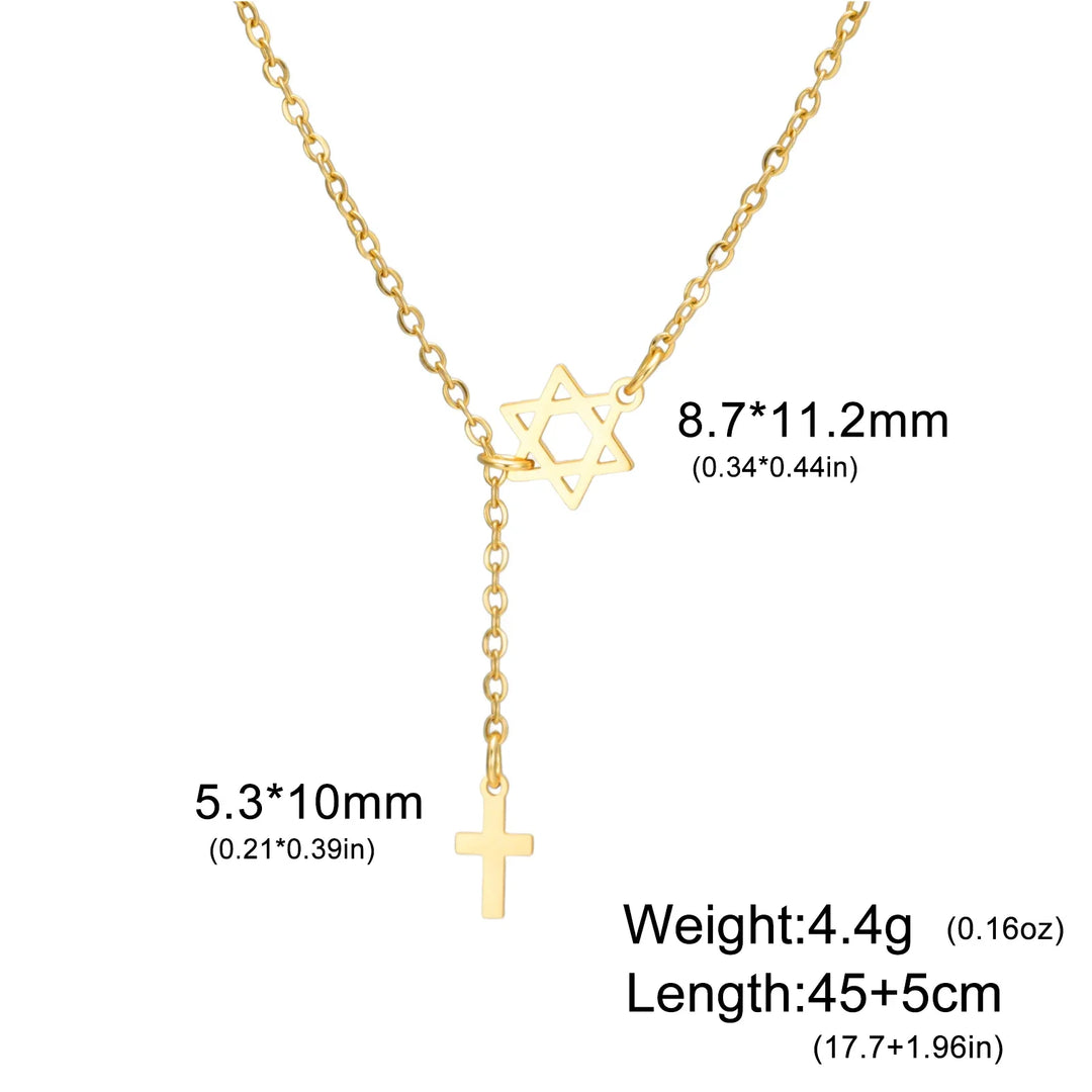 Stainless Steel Star &amp; Cross Necklace
