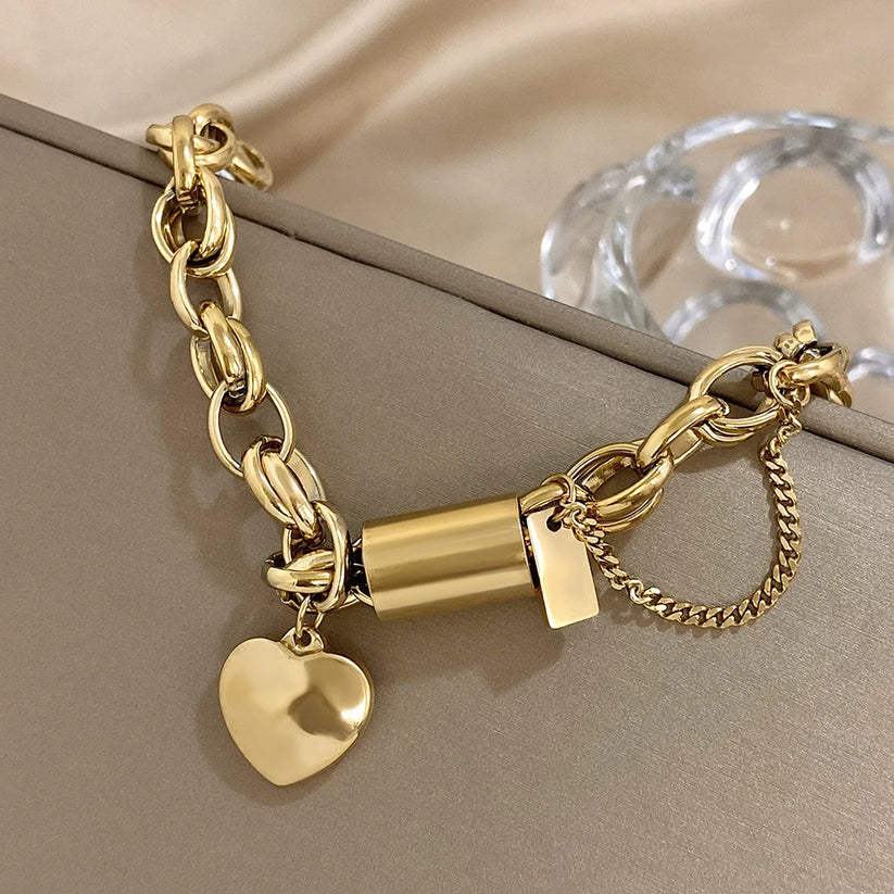 Timeless White Gold Heartened Chunky Bracelet