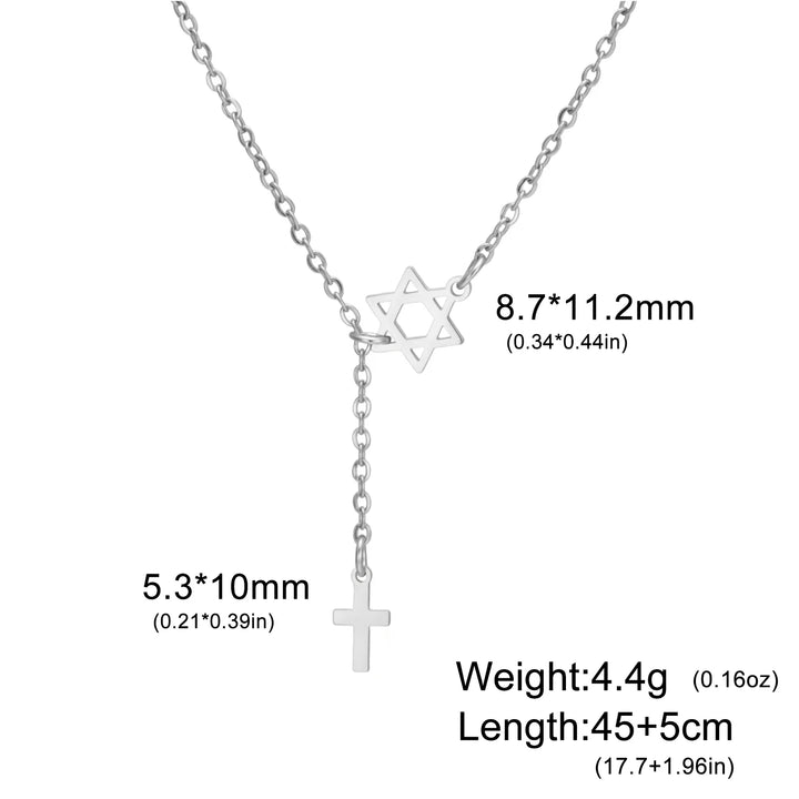 Stainless Steel Star &amp; Cross Necklace