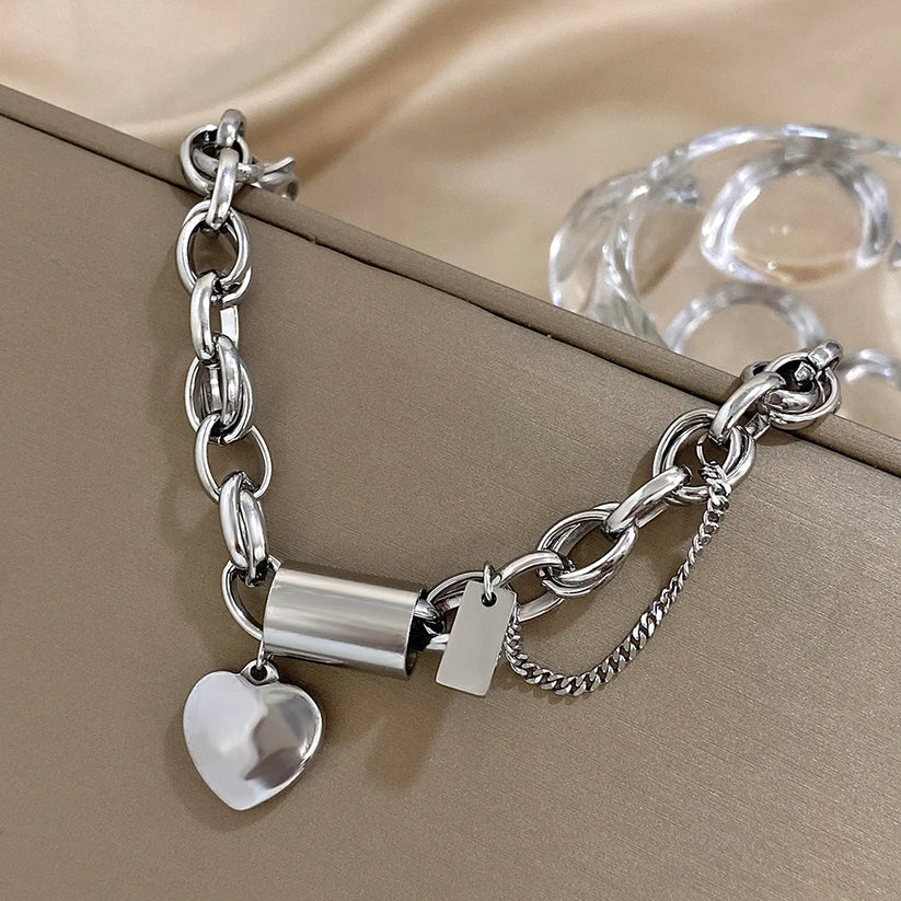 Elegant Heartened Gold Chunky Bracelet