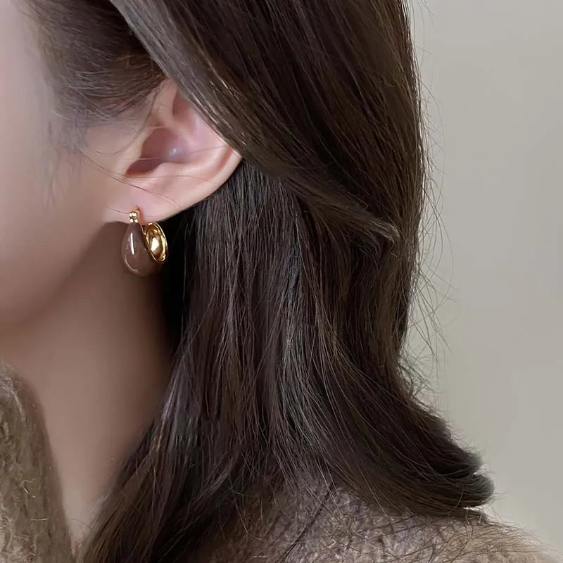 Vintage U-Shaped Hoop Earrings 