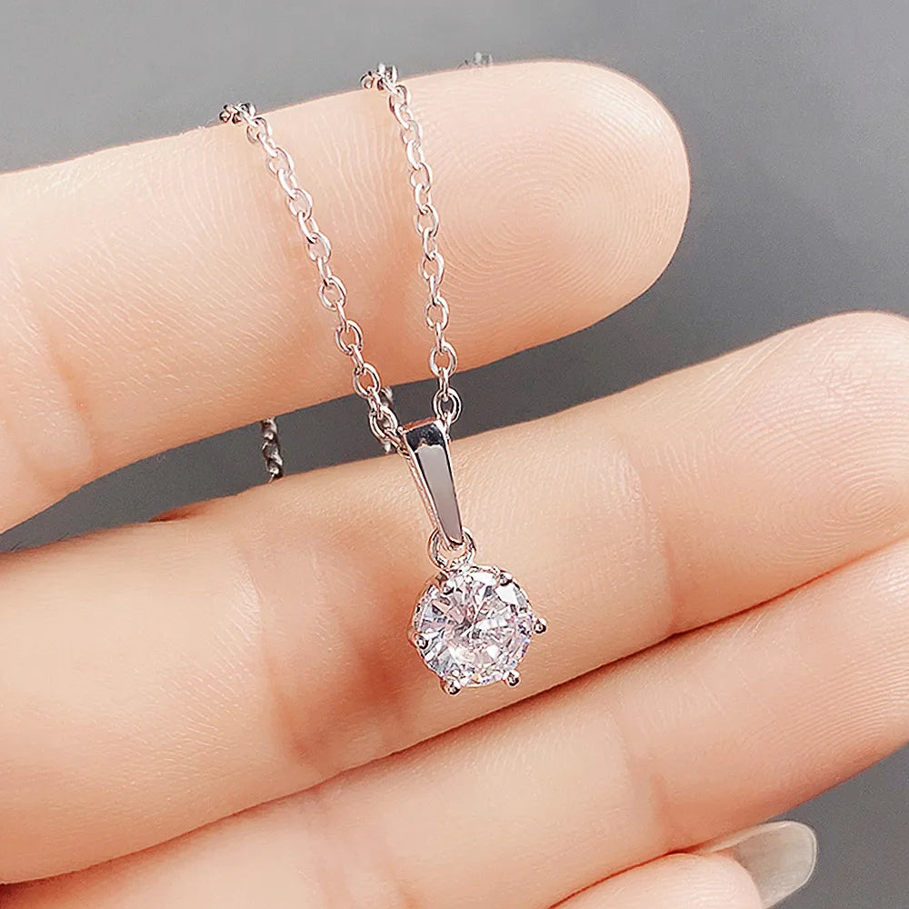 Classic Zirconia Pendant Necklace 