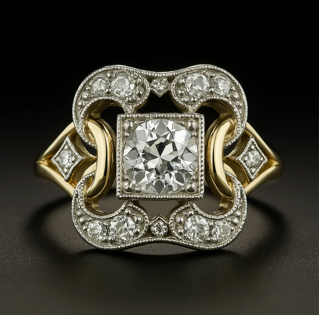 Vintage Zirconia Gold Ring 