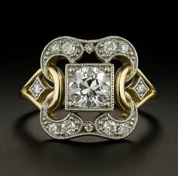 Vintage Zirconia Gold Ring 