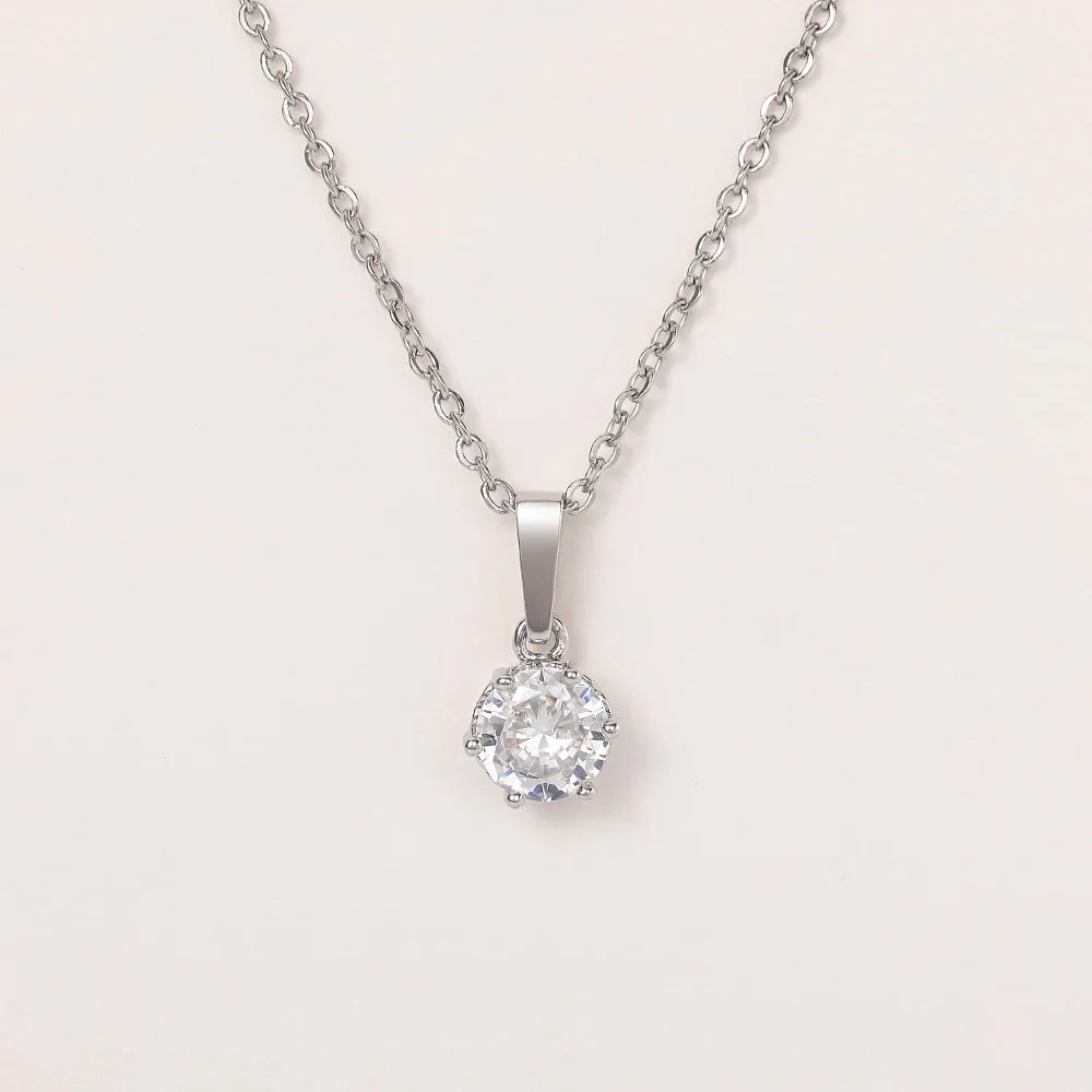 Classic Zirconia Pendant Necklace 