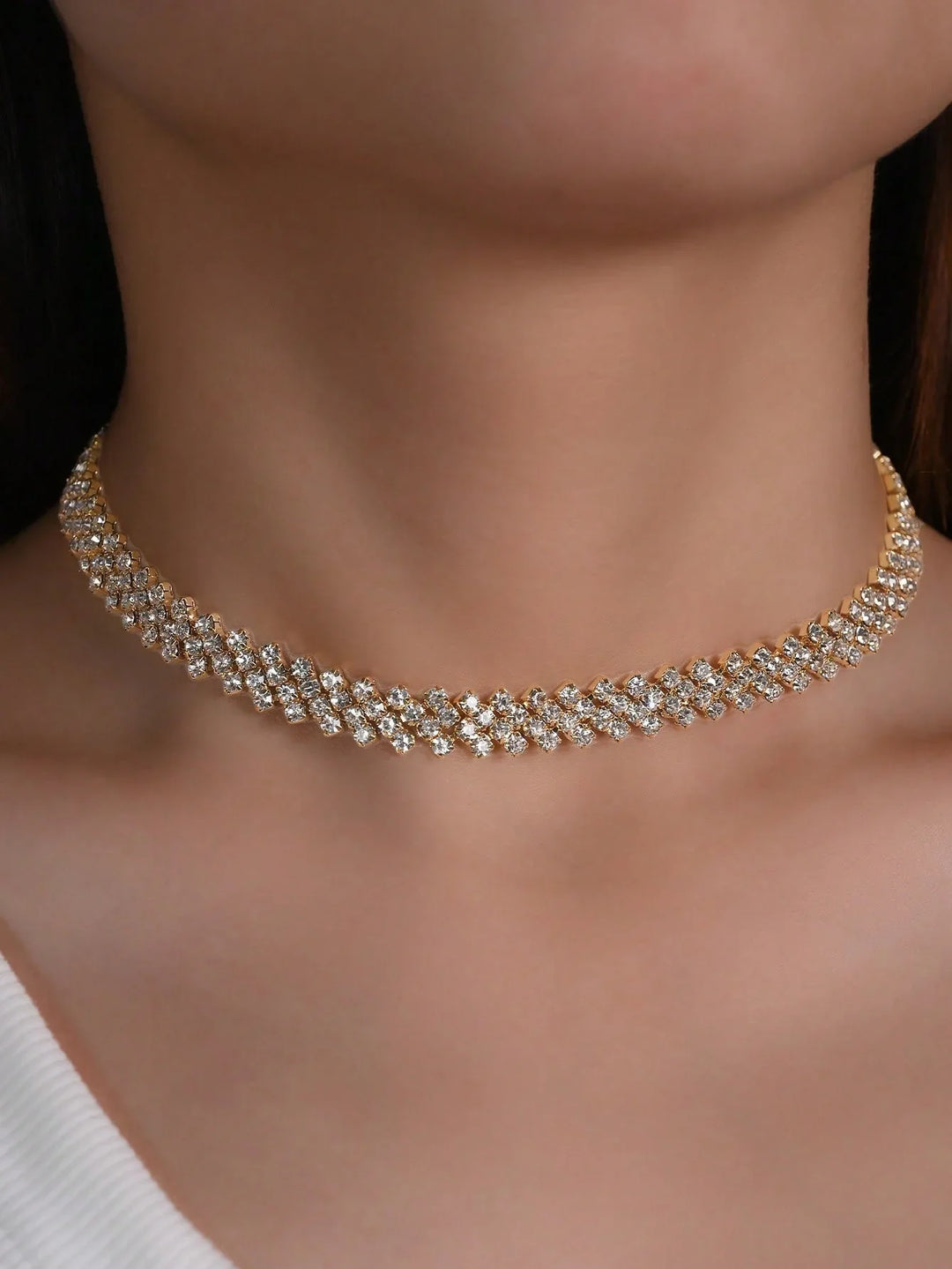 Elegant Rhinestone Collar Necklace 
