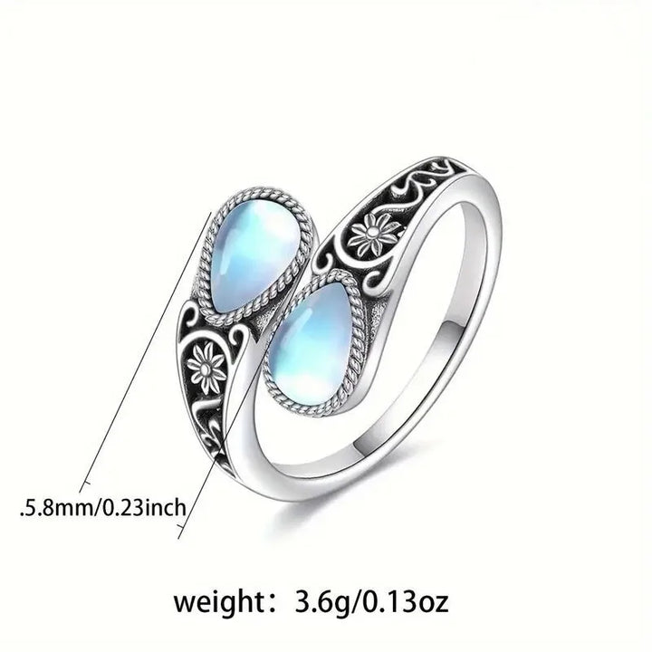 Elegant Moonstone Flower Ring 