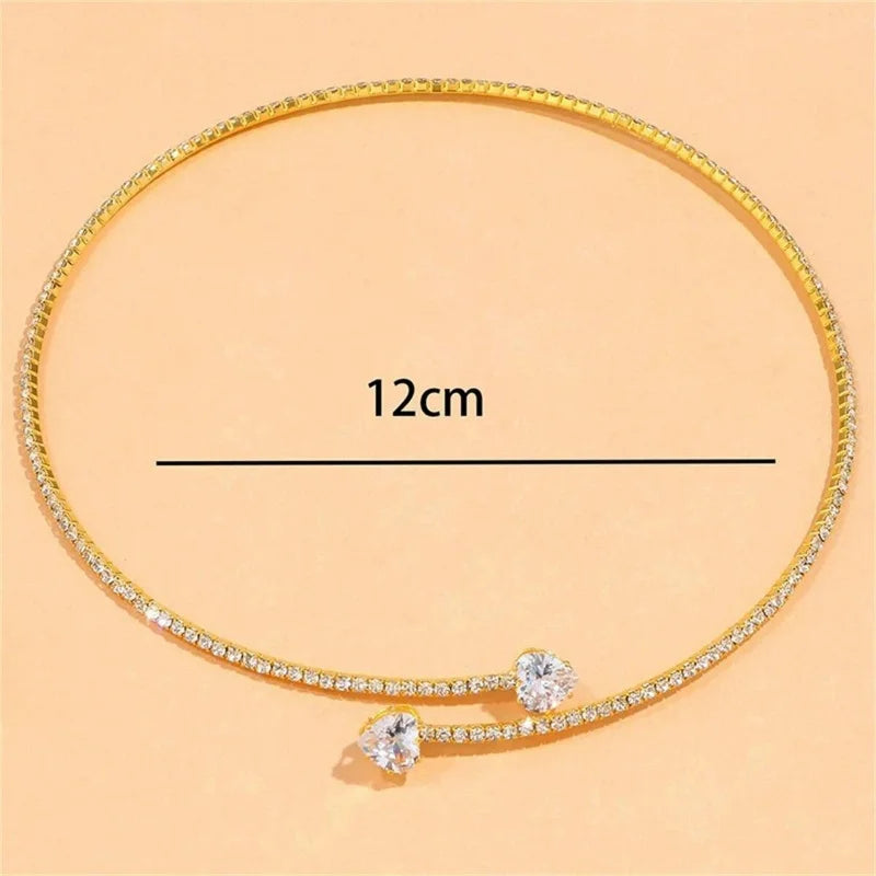 Crystal Heart Choker Necklace 