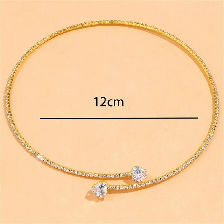 Crystal Heart Choker Necklace 