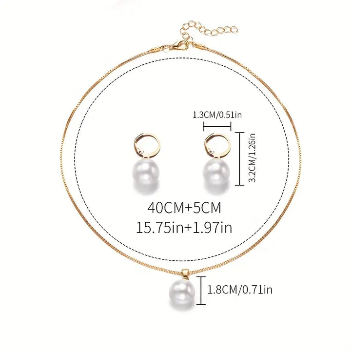 Elegant Golden Grace Pearl Jewellery Set