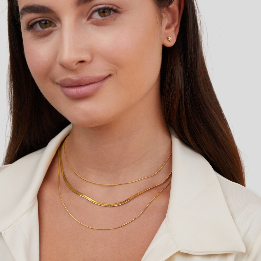 Triple Layer Gold Chain Necklace 