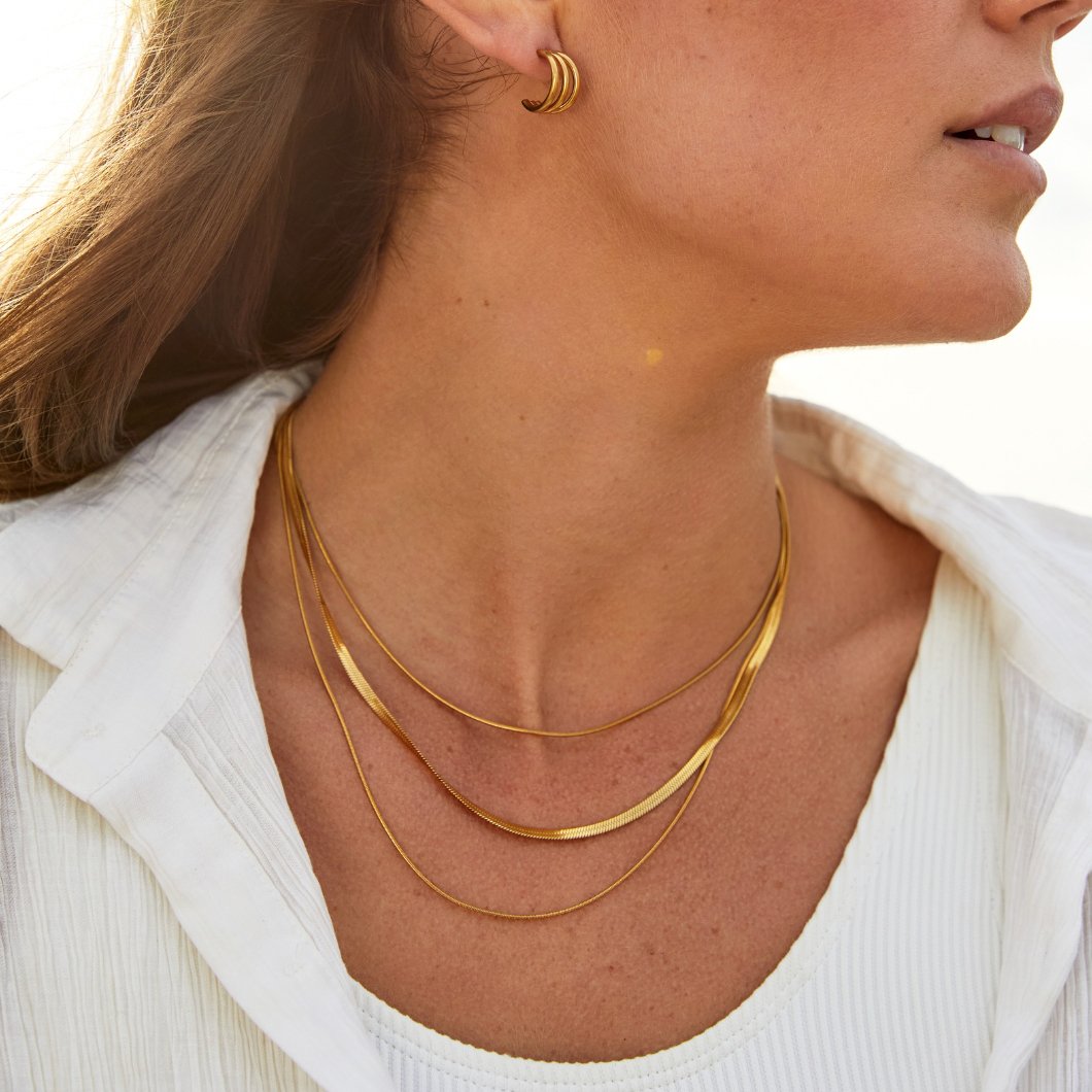 Triple Layer Gold Chain Necklace 