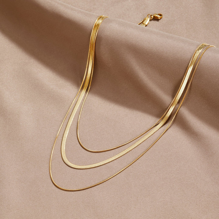 Triple Layer Gold Chain Necklace 