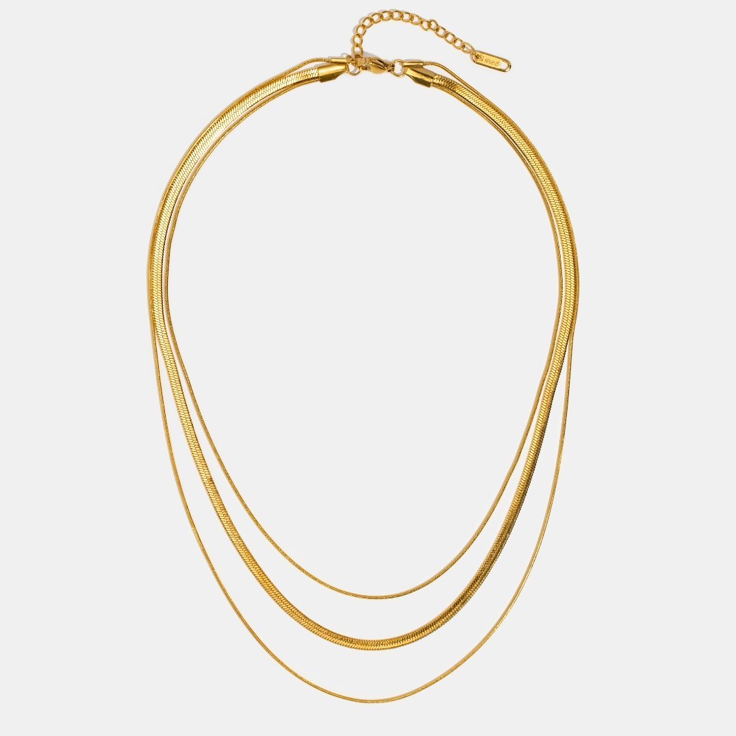 Triple Layer Gold Chain Necklace 