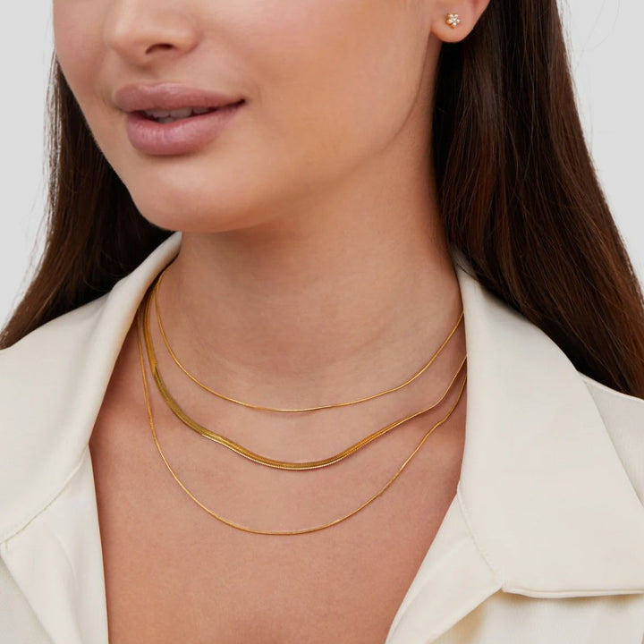 Triple Layer Gold Chain Necklace 