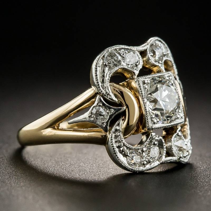 Vintage Zirconia Gold Ring 