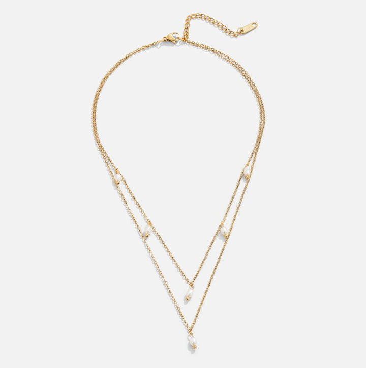 Layered Necklace with Pearl Drops 
