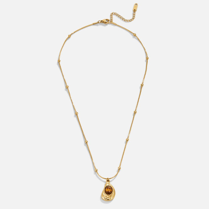 Elegant Gold Necklace with Tiger's Eye Stone 